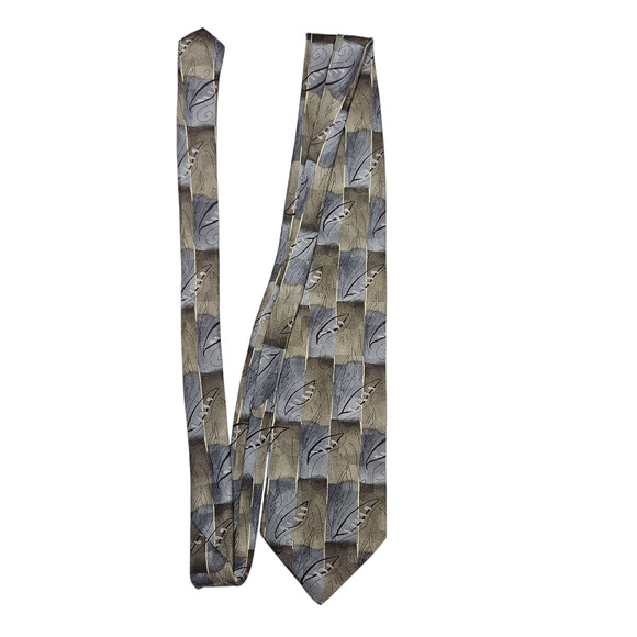 J. Garcia Silk Tie Lunch Collection Seventeen Abstract Gray Blue 4" Wide - Picture 4 of 8